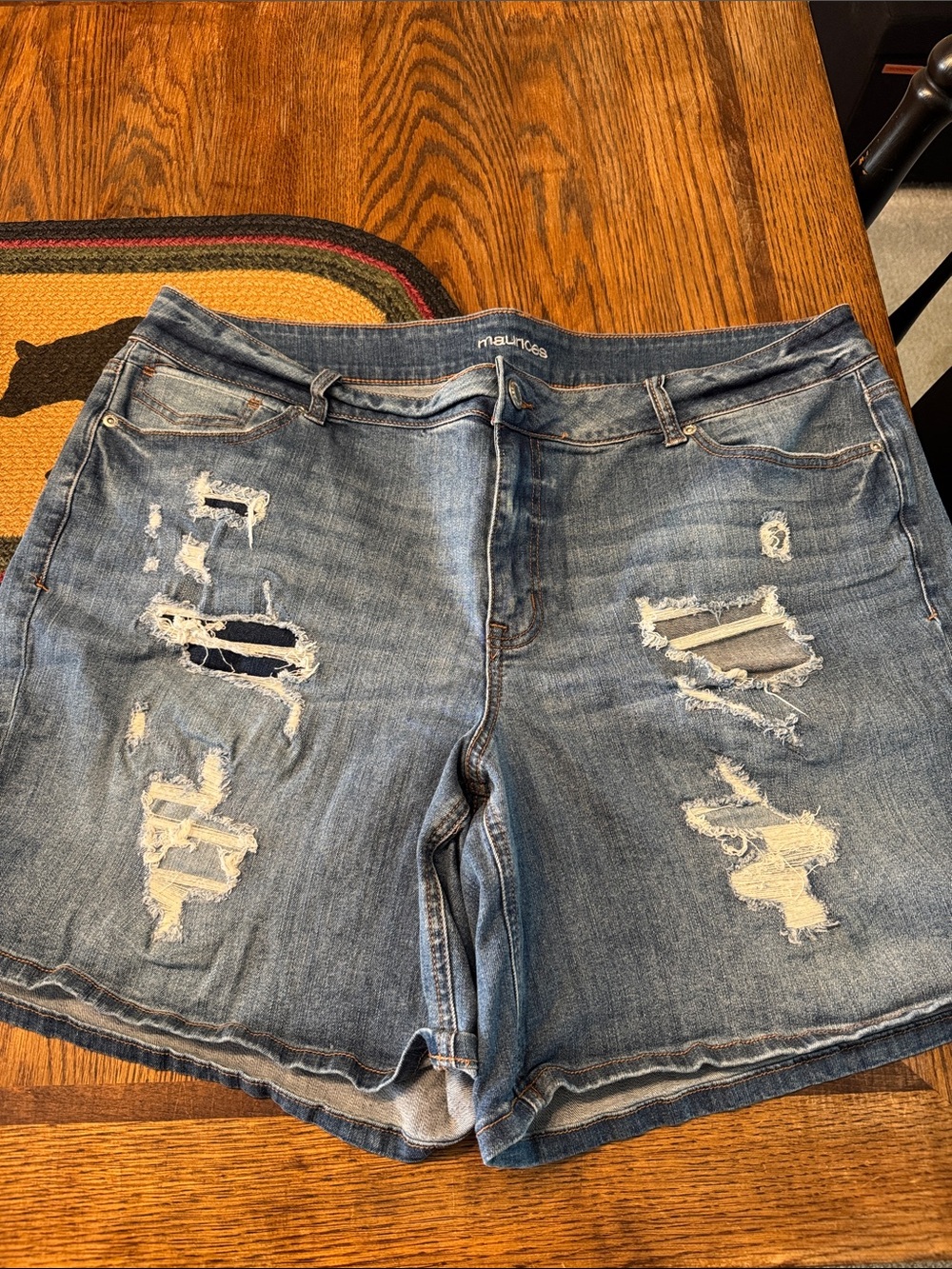 Maurices Distressed Light-Mid Blue Denim Cutoff Shorts